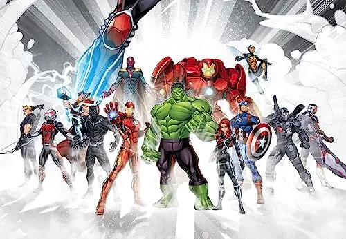 Produktbild: Marvel Fototapete - Avengers Unite - Größe 368 x 254 cm (Breite x Höhe), 8 Teile, inklusive Kleister - Tapete, Kinderzimmer, Kindertapete, Hulk