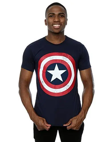 Produktbild: Marvel Herren T-Shirt Captain America Distressed Shield Gr. L, blau