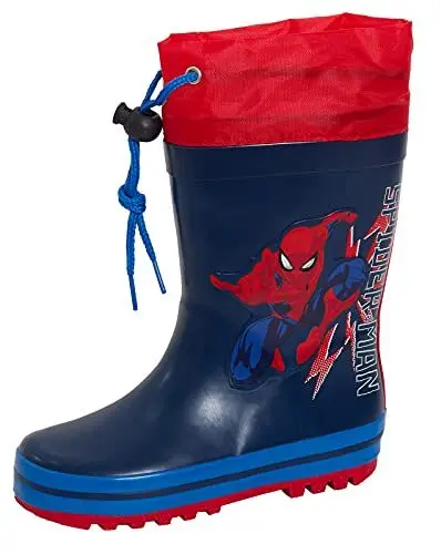 Produktbild: Marvel Jungen Spiderman Gummistiefel mit Bindeband Kinder Gummistiefel Superhelden Gummistiefel Regenstiefel Navy 13 UK/EU 32