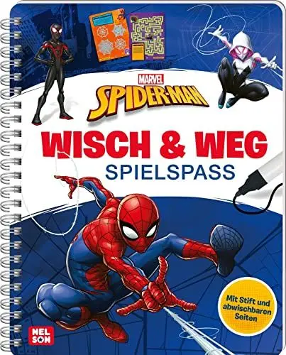 Produktbild: Marvel: Spider-Man Wisch & Weg - Spielspaß: Mit abwischbaren Seiten und Stift | Labyrinth-Rätsel, Suchbilder und Malaufgaben für Kinder ab 4 Jahren