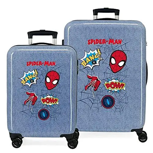 Produktbild: Marvel Spiderman Denim Koffer-Set, blau, 55/68 cm, starr, ABS-Kombinationsverschluss, seitlich, 104 l, 6 kg, 4 Räder, Handgepäck