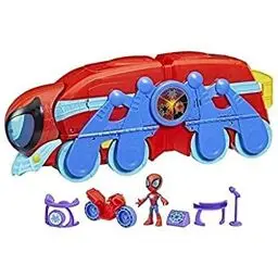 Produktbild: Marvel Spidey and His Amazing Friends 2-in-1 Spider Raupe Hauptquartier Spielset, Vorschulspielzeug ab 3 Jahren,Enthält: verwandelbares 2-in-1 Spielset, Action-Figur, Motorrad und 3 Accessoires, 61 cm