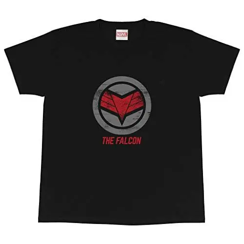 Produktbild: Marvel The Falcon and The Winter Soldier Die Falcon Logo Jungen-T-Shirt Schwarz 128 | Geschenkidee für Jungen, Captain America Avengers