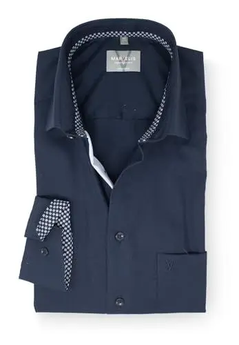Produktbild: Marvelis Herren Businesshemd Langarm Non-Iron-Comfort-Fit,Chambray,New Kent,Marine 18,45