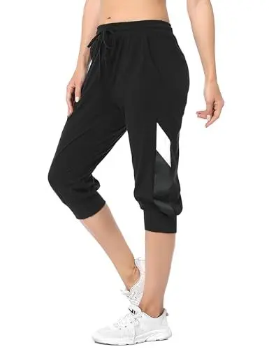 Produktbild: Marvmys Caprihose Damen Jogginghose 3/4 High Waist Sporthose Trainingsanzug Sporthose Frauen 100% Baumwolle Damen Freizeithosen