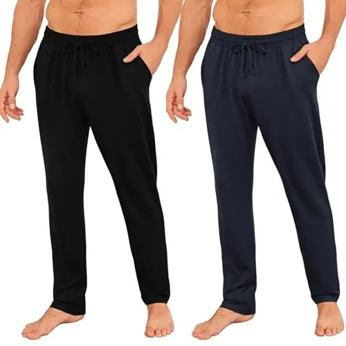 Produktbild: Marvmys Herren Pyjamahose Lang Schlafanzughosen für Herren Einfarbige Schlafhose mit Gürtel und Taschen S-4XL