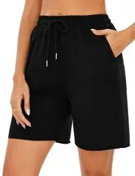 Produktbild: Marvmys Shorts Damen Sommer Bermuda Kurze Sporthose Sportshorts High Waist mit Taschen für Running Gym Fitness