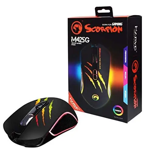 Produktbild: Marvo M425G präzise programmierbare 7-Tasten Gaming Maus Mouse DPI Schnellwahl Rainbow schwarz USB schneller optischer Sensor