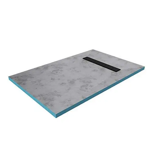 Produktbild: MARWELL Duschelement 80 x120 x 4 cm direkt befliesbar mit integrierter Ablaufrinne in schwarz und waagerechtem Ablauf - bodeneben und barrierefrei einbaubar - integriertes Gefälle