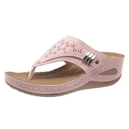 Produktbild: Mary Jane Pumps Stilettos Damen Brautschuhe Flach Atmungsaktive Mesh-Sport-Sandalen mit Rutschfester Sohle 2024 Flip-Flops mit Dicker Sohle und Hohe Schuhe BarfußSchuhe Damen High Heels (Pink, 42)