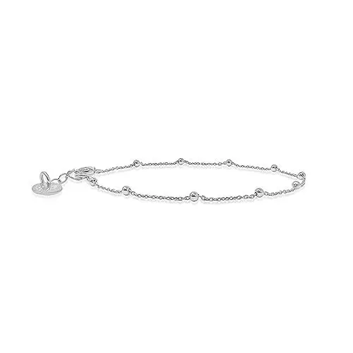 Produktbild: Mary & Jules Armband Damen, Kugelarmband aus 925 Silber, feine, silberne Armkette für Damen, aus recyceltem Silber, Länge 17 bis 19 cm, für Frauen & Mädchen
