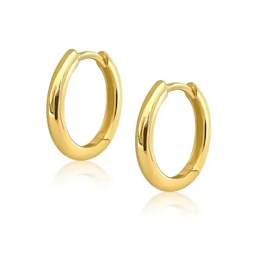 Produktbild: Mary & Jules Creolen Gold aus 925 Sterling Silber, vergoldet, aus recyceltem Silber - schlichte Damen Ohrringe Gold Creolen, Ohrstecker für Frauen und Mädchen, hautverträglich