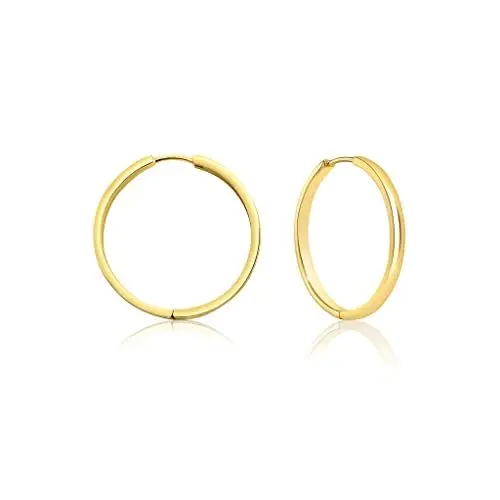 Produktbild: Mary & Jules Creolen Gold aus 925 Sterling Silber vergoldet, goldene Ohrringe Damen aus recyceltem Silber, Klappcreolen Gold, Damen Ohrringe, Ohrstecker für Frauen und Mädchen