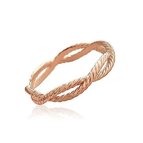 Produktbild: Mary & Jules Damen Ring Rosegold Infinity aus echtem 925 Sterling Silber, rosegold vergoldet, schlichter, feiner Fingerring, aus recyceltem Silber, Größe 52
