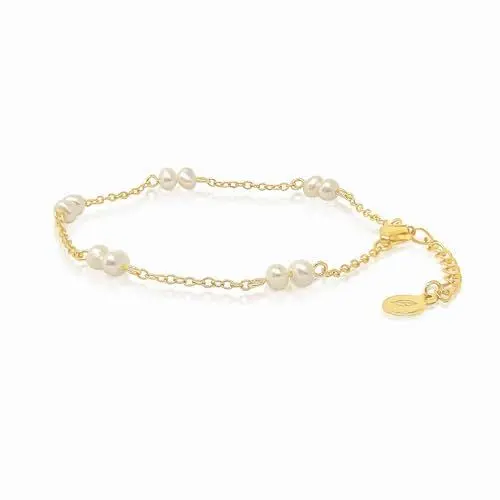 Produktbild: Mary & Jules Perlenarmband Damen Gold aus 925 Sterling Silber mit echten Süßwasserperlen - aus recyceltem Silber, vergoldet, Perlenarmband Gold Damen für Frauen & Mädchen