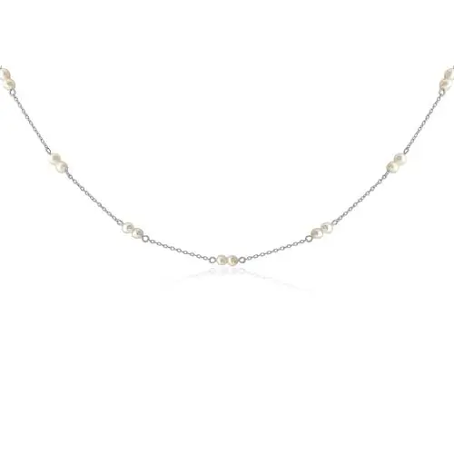 Produktbild: Mary & Jules Perlenkette 925 Sterling Silber, aus recyceltem Silber, Choker Kette Damen Silber mit Süßwasserperlen, Länge 38 + 5 cm, Halskette Damen mit Perlen, Süßwasserperlen Kette