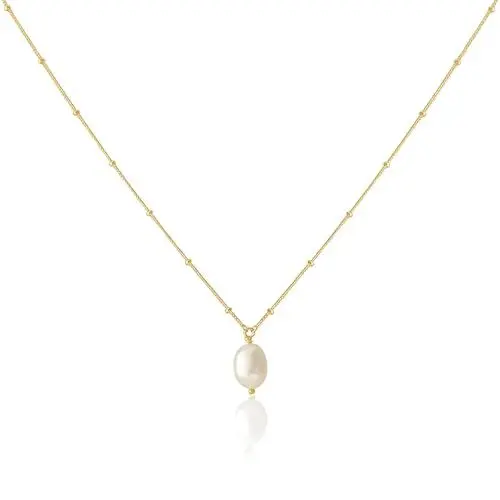 Produktbild: Mary & Jules Perlenkette Damen Gold, Kette Damen Gold aus 925 Sterling Silber vergoldet mit echter Süßwasserperle, Geschenk für Frauen & Mädchen, aus recyceltem Silber