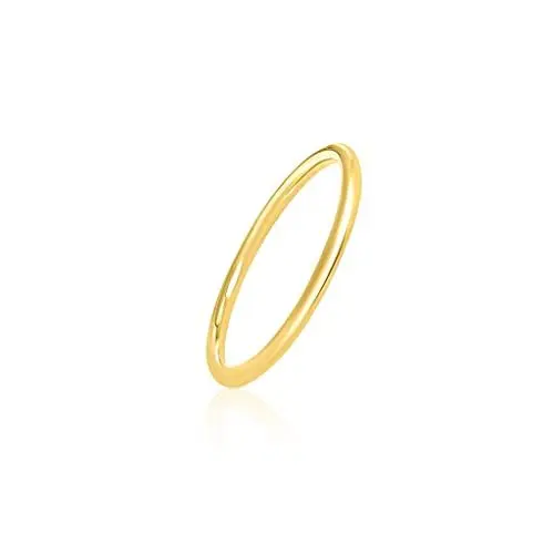 Produktbild: Mary & Jules Ring Gold Damen aus echtem 925 Sterling Silber, Vorsteckring vergoldet, schlichter, feiner Damenring, Verlobungsring, Eheringe Gold, aus recyceltem Silber, Größe 54