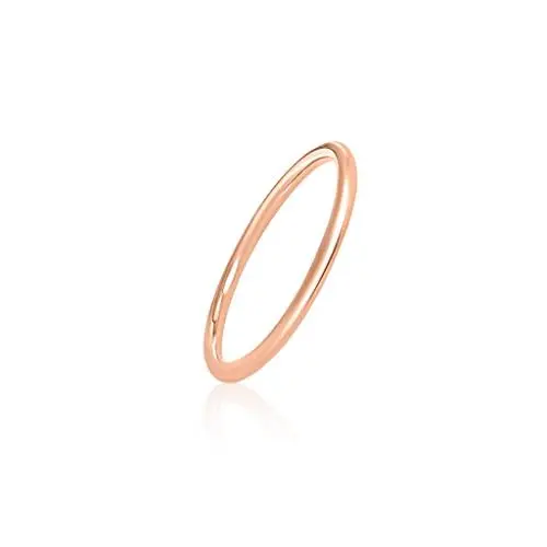Produktbild: Mary & Jules Ring Rosegold Damen 925 Sterling Silber, Vorsteckring rosegold vergoldet, schlichter, feiner Damenring, Verlobungsring, Eheringe Gold, aus recyceltem Silber, Größe 50