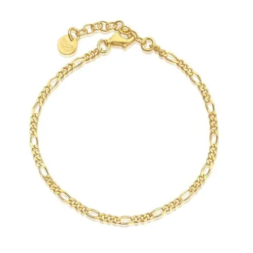 Produktbild: Mary & Jules feines Armband Damen Gold aus 925 Sterling Silber, vergoldet, aus recyceltem Silber, schmales Armband aus Figaro Kette, Geschenk für Frauen und Mädchen