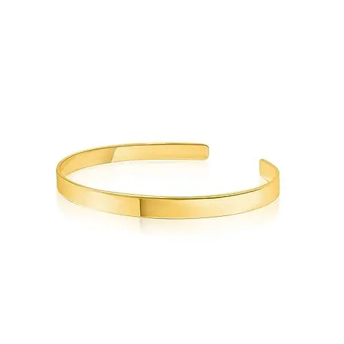 Produktbild: Mary & Jules offener Armreif Gold, Armband 925 Silber vergoldet, Durchmesser ca. 6,2 cm, Breite 5 mm, breite goldene Armspange aus recyceltem Silber