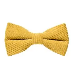 Produktbild: MASADA Herren Cord-Fliege gelb im Retro-Look vorgebunden, stufenlos verstellbar, handgefertigt mit Hakenverschluss - 12 x 6 cm