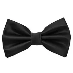 Produktbild: MASADA Herren Fliege Schwarz Seidenlook, stufenlos verstellbar, handgefertigt, Hakenverschluss - 12 x 6 cm 100% Polyester