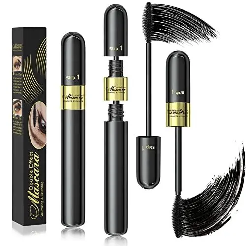 Produktbild: Mascara,Wimperntusche,2-In-1 4d Seidenfaser-Mascara,NatüRliche LäNge,Wasserfeste Wimperntusche,Wischfest,Kein Verklumpen,Langanhaltende Wimperntusche,Klar Und Dick,Schwarz