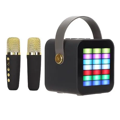 Produktbild: Karaoke-Maschine für, LED-Lichteffekte, Karaoke-Maschine BT 5.3, Lange Akkulaufzeit mit 2 Mikrofonen für Laptops für Partys für Tablets