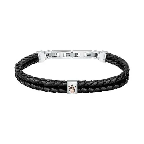 Produktbild: Maserati Recycled Leather Herren Armband aus Stahl, recyceltes Leder, IP RG - JM422AVE13