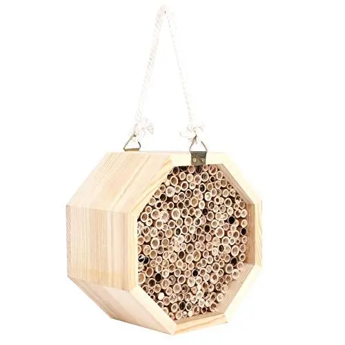 Produktbild: Mason Bee House Hölzernes Insekten-Sechseck-Bienen-Lebensraum-Käfer-Raum-Hotel-Nistkasten-Hinterhof-hängende Dekoration