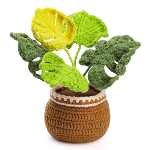Produktbild: MASPHY Häkelset für Anfänger, Komplettes Häkelset für Anfänger für Schildkrötenblatt Potted, Potted Plant DIY Häkelset, mit Schritt-für-Schritt Video Tutorial Enthalte