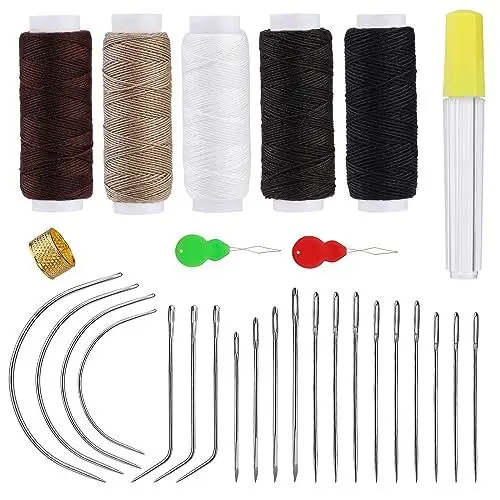 Produktbild: MASPHY Leder Nähnadeln Set, Nähgarn, 20 Stück Leder Nähnadeln und 5 Stück Nähfäden, perfekte Innendekoration, verwendet für Möbelreparatur, Leder Handwerk DIY Projekt Polster Reparatur Nähset3