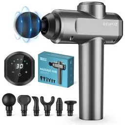 Produktbild: Massagepistole, EKUPUZ Massage Gun mit 30 Geschwindigkeiten 6 Massageköpfen Massage Pistole Muskel Massagegerät und USB C Ladeanschluss Massagepistolen für Schulter Nacken Rücken Entspannung