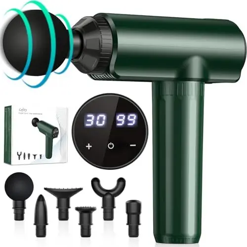Produktbild: Massagepistole, Lefity Massage Gun 2600mAh mit 30 Geschwindigkeiten und 6 Massageköpfen Handmassagegerät mit USB C Ladeanschluss Massagegerät für Nacken Schulter Rücken