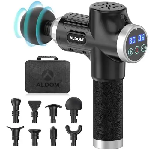 Produktbild: Massagepistole, Massage Gun Massagegerät, Muskel Massage pistole mit 30 Geschwindigkeiten bis zu 4800U/min und 8 Massageköpfen, Elektrische Handmassagegeräte