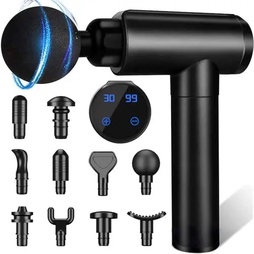 Produktbild: Massagepistole Massagegerät Massage Gun für Sportler, Muskel Massagegeräte mit 10 Massageköpfen und 30 Geschwindigkeiten für Nacken-Rücken, Schulter-Körper-Schmerzlinderung, LCD-Touchscreen