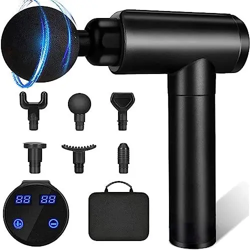 Produktbild: Massagepistole Massagegerät für Nacken Schulter Rücken, Massage Gun für Sportler, Muskel Massage Pistole mit 6 massagepistole und 30 Geschwindigkeiten LED Anzeige Touchscreen, Black