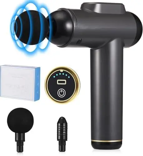 Produktbild: Massagepistole, Muskel Percussion Elektrisches Massagegerät mit Leise Handmassagegeräte Massage Pistole mit 2 Massageköpfen für Schulter Körper Rücken Entspannung