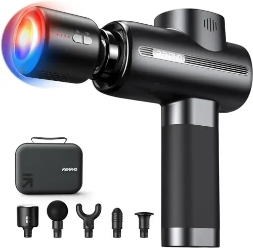 Produktbild: Massagepistole Wärme und Kälte, RENPHO Thermacool Massagepistole Massage Gun mit Hitze Kälte Function, Muskel Massagegerät für Heimbüro-Workout, Ganzkörper Muskelmassage Entspannung, Geschenk Vatertag