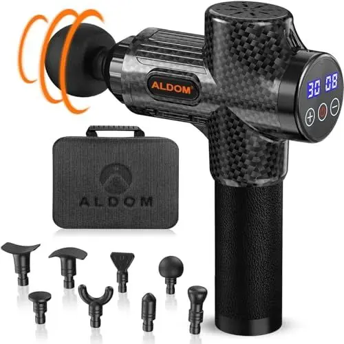 Produktbild: Massagepistole für Muskelmassage, Tiefenmassagegerät mit 30 verstellbaren Stufen, 8 Massageköpfen und LCD-Display 4800 U/min, zur Linderung von Schmerzen und Muskelsteifheit