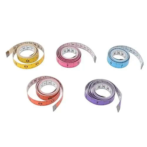 Produktbild: Maßband, 5 Packungen, bunt, weich und widerstandsfähig, Maßband für Körpernähen, flexibles Lineal, 152,4 cm, Körpermaßband zum Abnehmen, Nähen von Stoffen, Nähen von Stoffen,