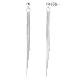Produktbild: Massives 925er Sterlingsilber Leicht Lange Quasten-Ohrringe, Hypoallergen Weiß Vergoldet Ohrstecker Schmuck, Geschenk für Frauen Mädchen Hochzeiten Geburtstag Jahrestag
