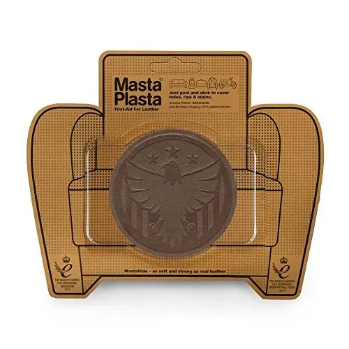 Produktbild: MastaPlasta Premium Wildleder Flicken Selbstklebend - Braun Wildleder - 8cm x 8cm. Design: Adler. Dekoration oder Reparatur für Sofas, Autositze, Handtaschen, Jacken