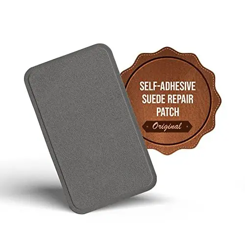 Produktbild: MastaPlasta Wildleder-Reparaturflicken selbstklebend, PREMIUM - Grau Wildleder - 10cm x 6cm. Erste Hilfe für Sofas, Autositze, Handtaschen, Jacken usw