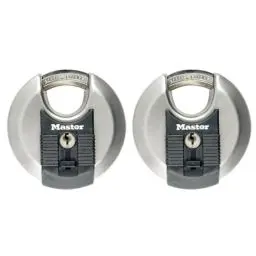 Produktbild: MASTER LOCK Disc-Vorhängeschloss (Schlüssel) (Edelstahl) (Außenbereich) (2er-Pack) M40EURT - Ideal für Lagerräume, Garagen etc.