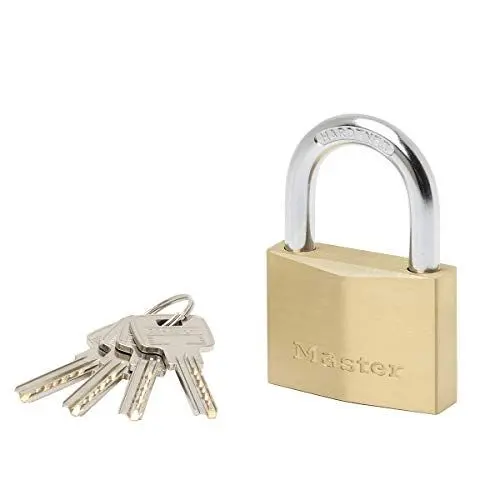 Produktbild: Master Lock 2960EURD Schlüssel Vorhängeschloss aus extradickem Massivmessing, Gold, 8,8 x 6 x 2,1 cm