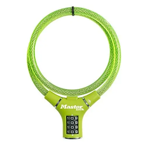 Produktbild: Master Lock 8229EURDPROGRN Fahrradschloss Kabelschloss (Zahlenschloss) (90 cm Stahlkabel) (Wetterfest) (Grün) - Ideal für Fahrräder, Elektrisches Fahrradectric, Skateboards, Kinderwagen, Mähmaschine