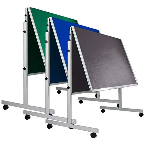 Produktbild: Master of Boards mobile Metaplanwand Moderationstafel mit Filz Oberfläche | Pinntafel klappbar & doppelseitig benutzbar | Moderationswand mit Rollen | 120x150cm | (grau)