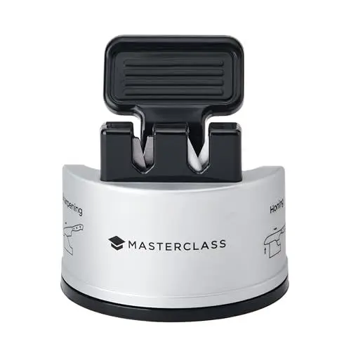 Produktbild: MasterClass Smart Sharp Dual-Messerschärfer mit 2 Schneiden zum Schärfen und Abziehen von Edelstahl- und Keramikmessern, Silber